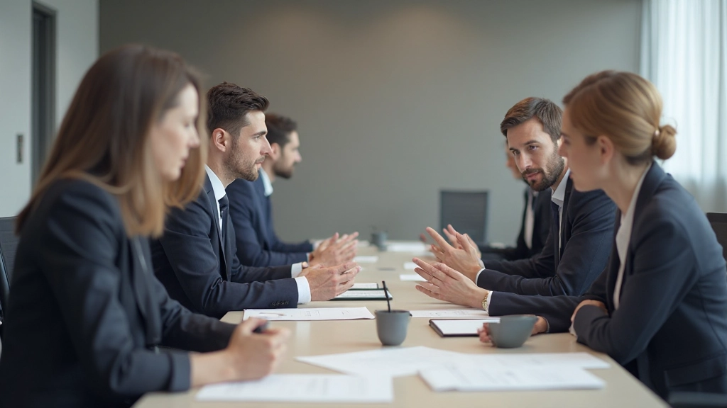 Professionele zakenmensen voeren een constructief gesprek in een moderne kantooromgeving
