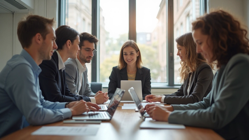 Diverse teamleden collaboreren in moderne werkruimte