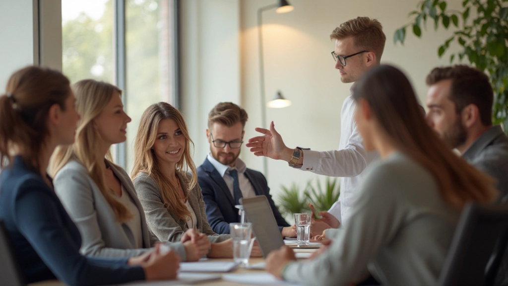 Leider die inspirerend team aanstuurt in werkomgeving