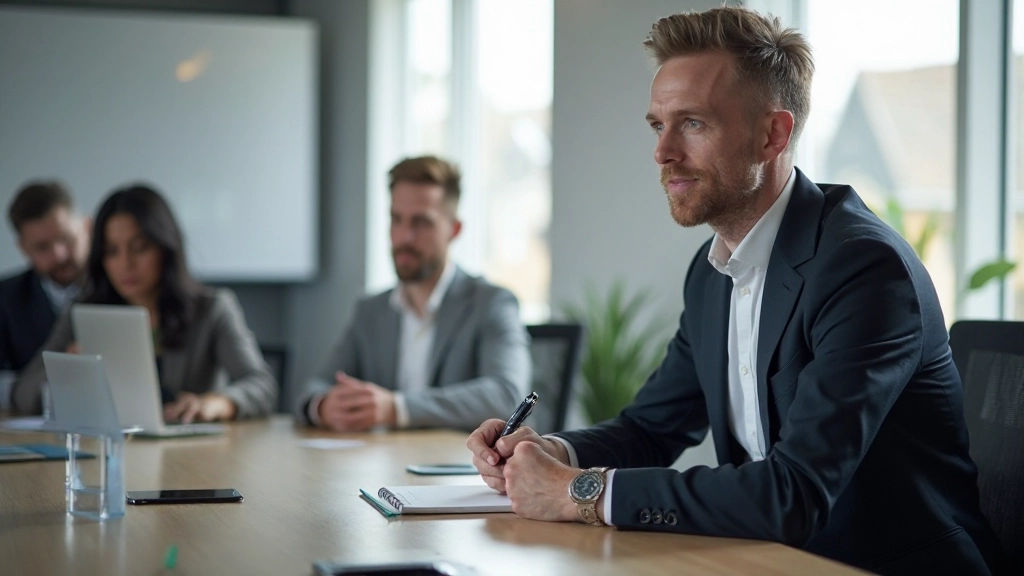 Professional man participates in training workshop met collega's